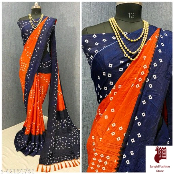 Woman Slik Sarees Banita Alluring Sarees - Printed, 1, FREE SIZE, Orange